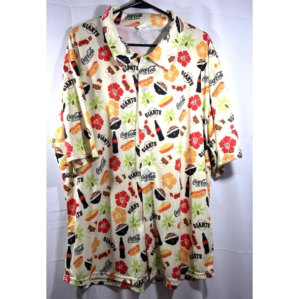 San Francisco Giants Coca Cola Hawaiian Graphic Button Down Shirt Men's Sz XL